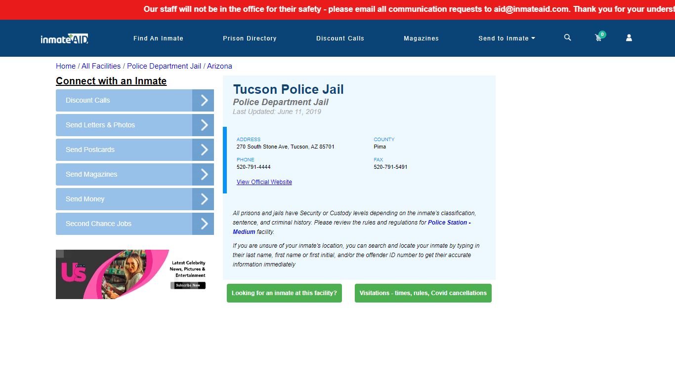 Tucson Police Jail & Inmate Search - Tucson, AZ