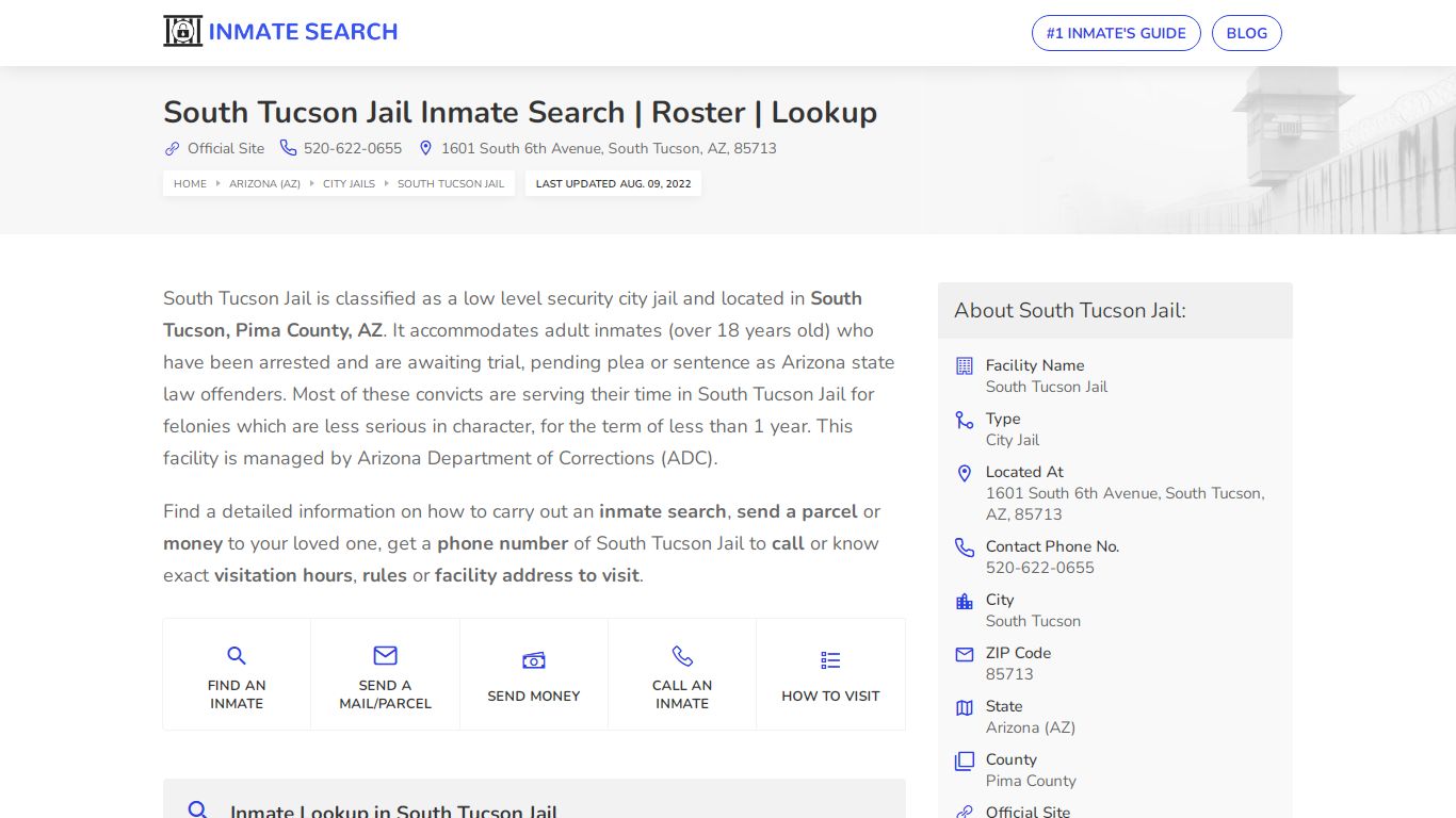 South Tucson Jail Inmate Search | Roster | Lookup