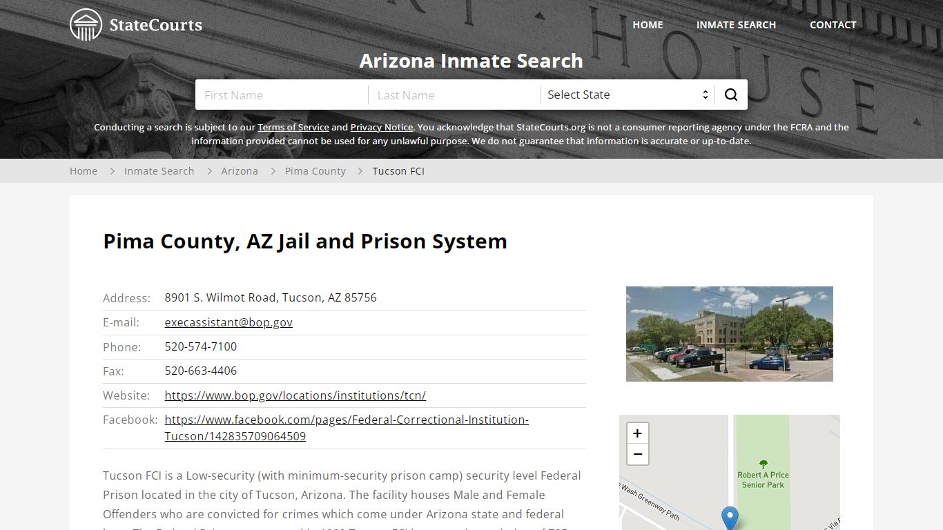 Tucson FCI Inmate Records Search, Arizona - StateCourts